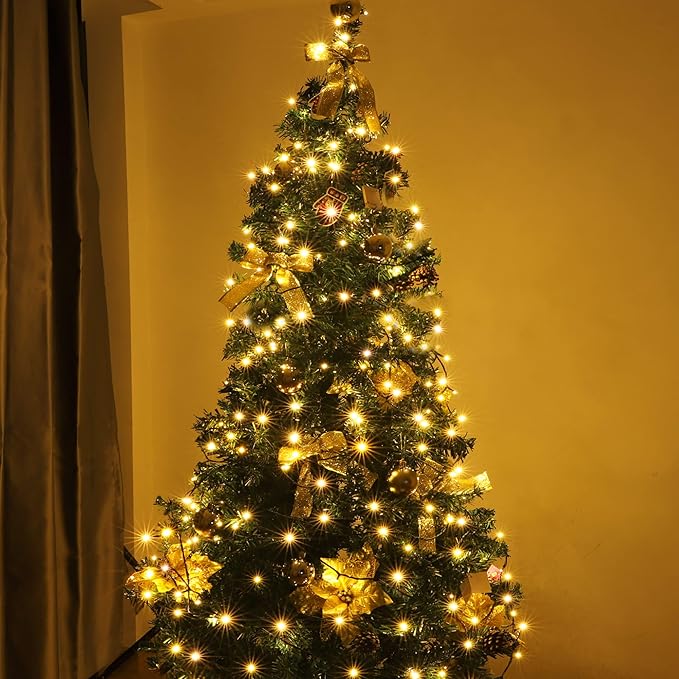 100-1000 LED Christmas Lights, Low Voltage Fairy String Lights with 8 Modes, Ideal for Xmax Tree, Garden, Home, Party, Halloween Festival Deco (Warm White, 200 LEDs)