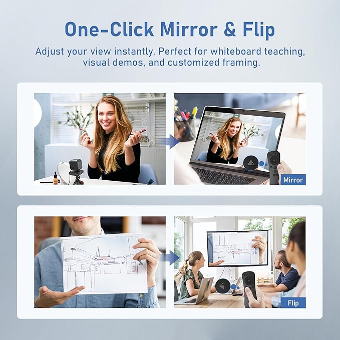 4K Webcam with 2 Microphone, Wide Angle PC Cameras with Mirror & Flip Funtion, Remote, Precise Focus, Privacy Cover, Tripod, Great for Computer, Zoom, OBS, Teams, Laptop, Personal Video Calling