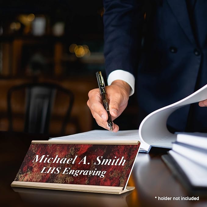 Engraved Door Signs for Office Personalized Rustico Granite Plastic Door Plaque White Letters - Made in USA 2x10 S2