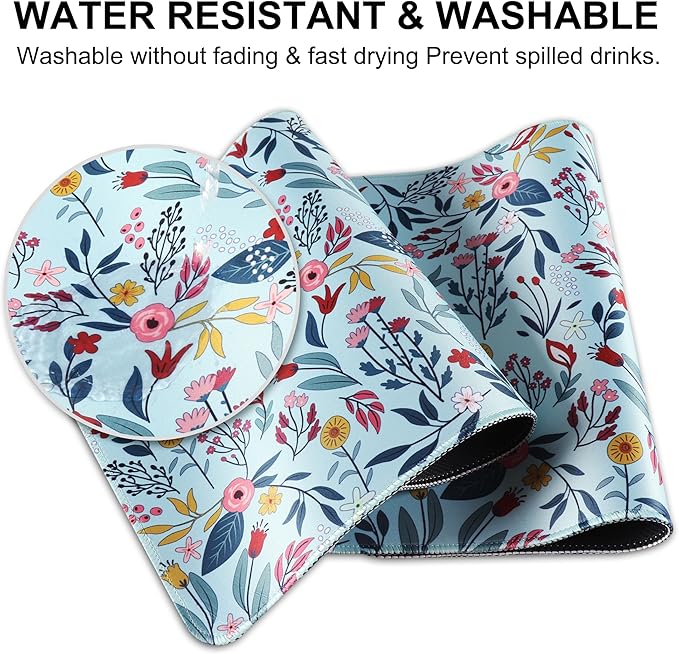 Large Gaming Mouse Pad,Beautiful Floral Desk Pad with Anti-Slip Rubber Base, Extended XXL Long Gaming Mousepad, Desk mat for Keyboard and Mouse|Computer mat,31.5 X 11.8 Inch