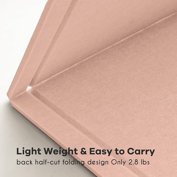 Large Bulletin Board - 48 x 36 Inches, Decorative Felt Pin Board for Wall - 4' x 3' Foldable Photo Display Board with Self-Adhesive Tape,Includes 20 Push Pins - Mauvey Pink