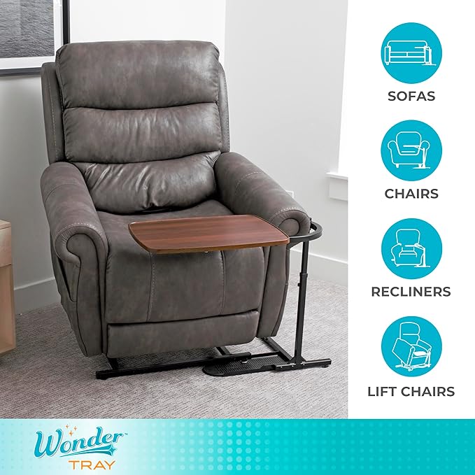 Stander Wonder Tray, Adjustable Swivel Table, Large Laptop Stand, Couch Desk, Side Tables & Gaming Bench, TV-Trays for Eating on Couches, Chairs, Recliners, Walnut