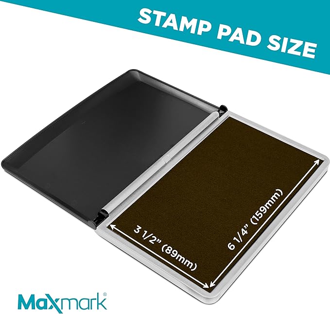 MaxMark Large Premium Brown Ink Stamp Pad - 3.5" x 6.25" - Quality Felt Pad