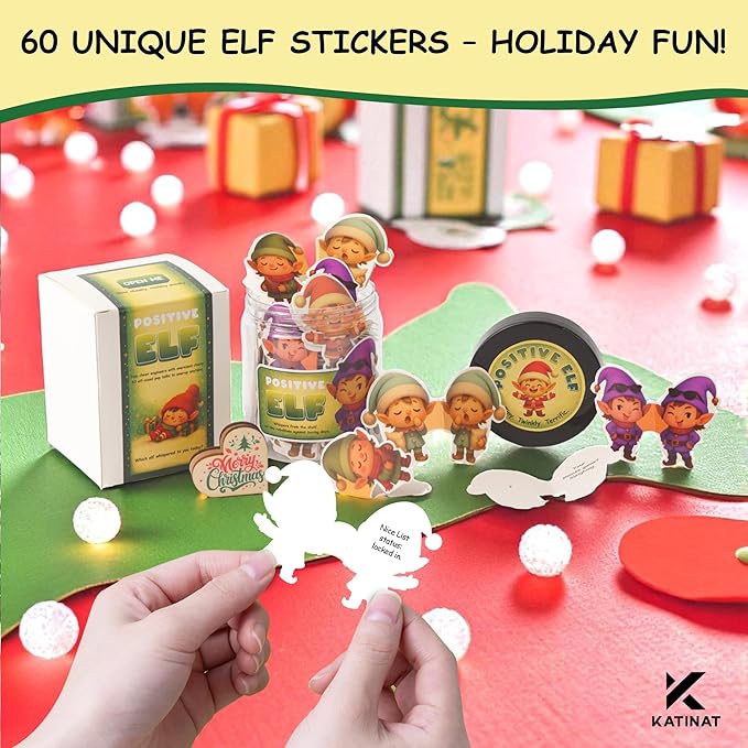 Positive Elf Jar – 60 Funny Emotional Support Elf, Christmas Gifts for Teens, Women, Men, Coworkers, Teachers, Sisters, Friends – Christmas Stocking Stuffer for Teen Girls, Boys, Women