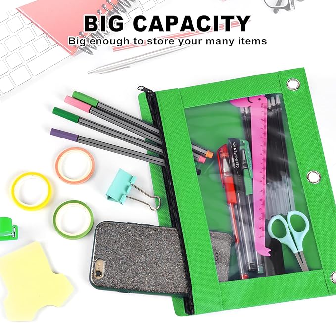 LURLIN 3-Ring Pencil Pouch, 30 Pack Bulk Zipper Pen Pouches in Assorted Colors for Office College School Supplies Cosmetics, Cloth Pencil Case for 3 Hole Binder…