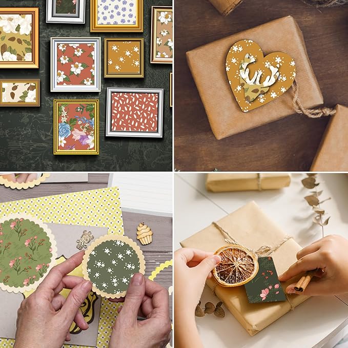 48 Sheets Scrapbook Paper 11x11, Vintage Floral Pattern Decorative Scrapbook Paper for Journals DIY Cards and Photo Albums, Aesthetic Craft Supplies for Kids and Adults