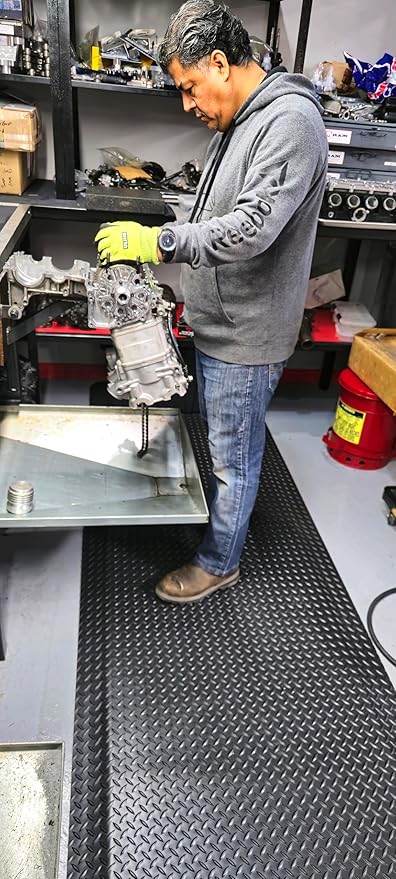 Rhino Mats, American Classic Diamond Anti-Fatigue Mats, Industrial Ergonomic Comfort Standing Mat for Work, Home, Garage, Office, Kitchen or Anywhere (Black 1" Thick, 2 FT. x 13 FT.)