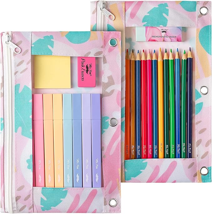 Mr. Pen- 2Pack Pencil Cases, Zipper Pouch for 3 Ring Binder