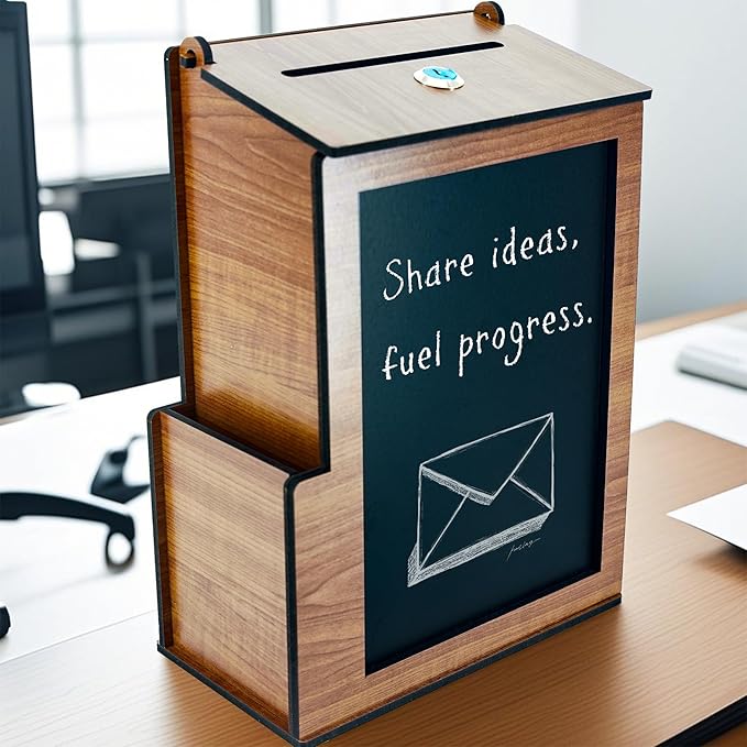 Shumei Lockable Box for Voting Suggestions Opinions and Tips - Wooden, Ideal for Offices Community Centers Bars and Banquet Halls