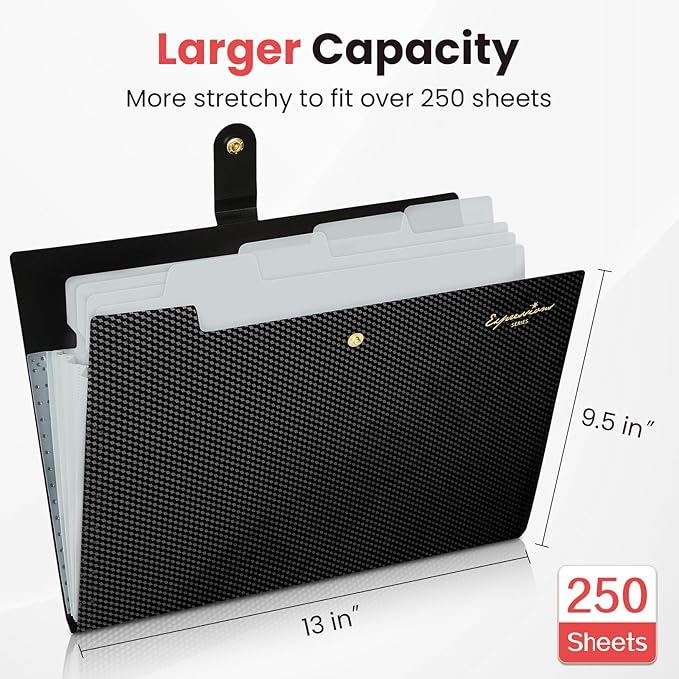 Sooez Expanding File Folder, Letter Size Accordion File Organizer, 5 Pocket Folders for Documents, Portable Filling Products for School Office Supplies, Dark Green