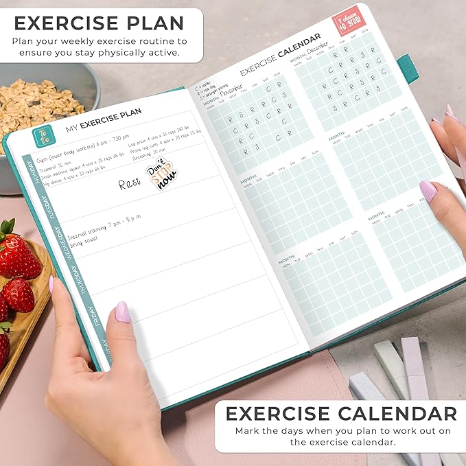 Clever Fox Weekly Meal Planner - Weekly & Daily Meal Prep Journal with Shopping and Grocery Lists for Menu Planning, Healthy Diet & Weight Loss Tracking, Lasts 1 Year, Undated, A5 - Aquamarine