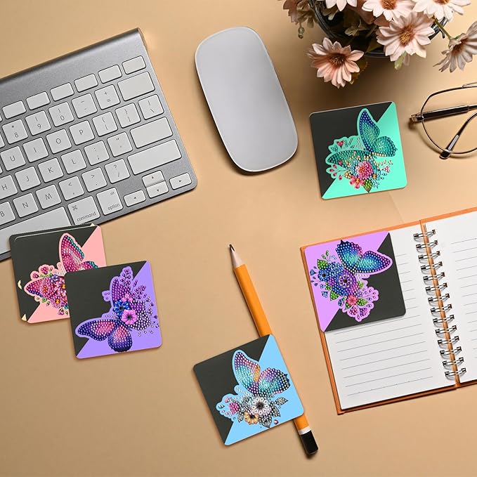 6 PCS Diamond Art Bookmarks, Butterfly, Diamond Painting Bookmarks for Book loverss DIY Bookmark Corner for Adults Beginner Craft Gift
