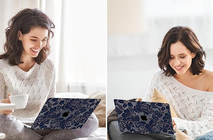 TWOLSKOO Compatible with MacBook Pro 13 inch Case 2023-2016 A2338 M2/M1 A2251 A2289 A2159 A1989 A1706, Plastic Hard Shell Cover & Keyboard Skin & Screen Protector, Elegant Roses