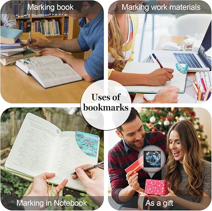 4 Pcs Sea Turtle Corner Bookmarks, Cute Leather Book Accessories for Book Lovers, Funny Reading Book Page Markers for Women Girls Men Teacher Student Boys Kids Retirement Birthday Gifts