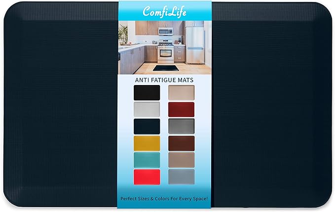 ComfiLife Anti Fatigue Floor Mat – 3/4 Inch Thick Kitchen Mats for Floor, Standing Desk Mat, Kitchen Rug – Comfort at Home, Office – Durable – Stain Resistant – Non-Slip Bottom (20" x 32", Navy)