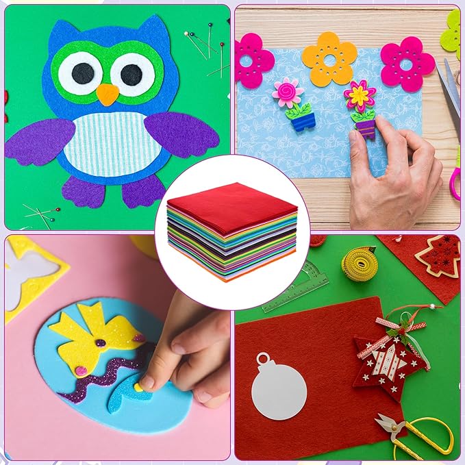 120 Pcs 12 x 12 Inch Felt Sheets for Craft Assorted Color Squares Fabric Sheets for DIY Crafts Sewing Patchwork