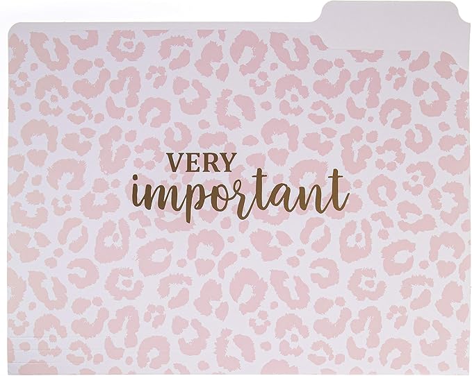 Graphique Designer “Very Important” File Folders | Set of 9 (3 Designs) | Letter Size Organizers | Decorative Office Supplies | Durable Coated Cardstock | Gold Foil Lettering | 1/3-Cut Tabs,Leopard