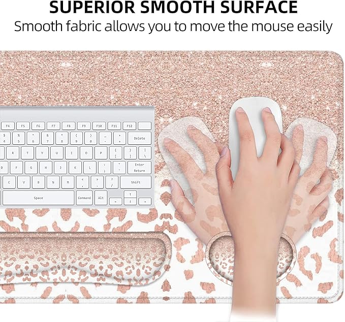 Lateefah Desk Mat, Mouse Pad with Wrist Rest, 4-in-1 Large Mouse Pads for Desk, Ergonomic Mouse Pad and Keyboard Wrist Rest Gaming Keyboard Mat for Office, Home