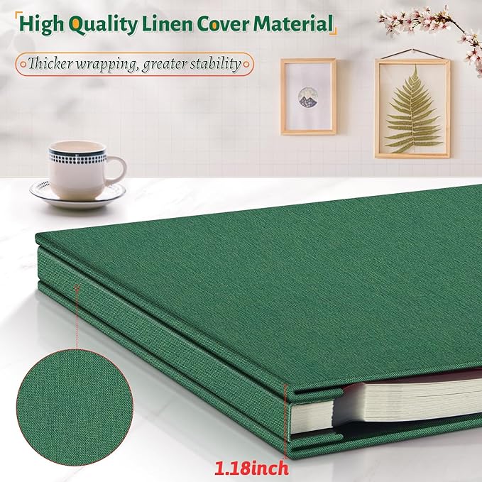 Photo Album Self Adhesive Scrapbook,Large Photo Book for 4x6,5x7,8x10 Pictures,DIY Album for Baby Wedding Family Travel Birthday,with Metallic Pen and Scraper