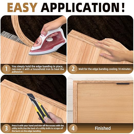 GSCIT Club Red Oak Edge Banding, 2 inch x 100ft roll of Veneer Plywood Edge Banding Preglued Flexible, Wood Tape Banding for Cabinet Repair