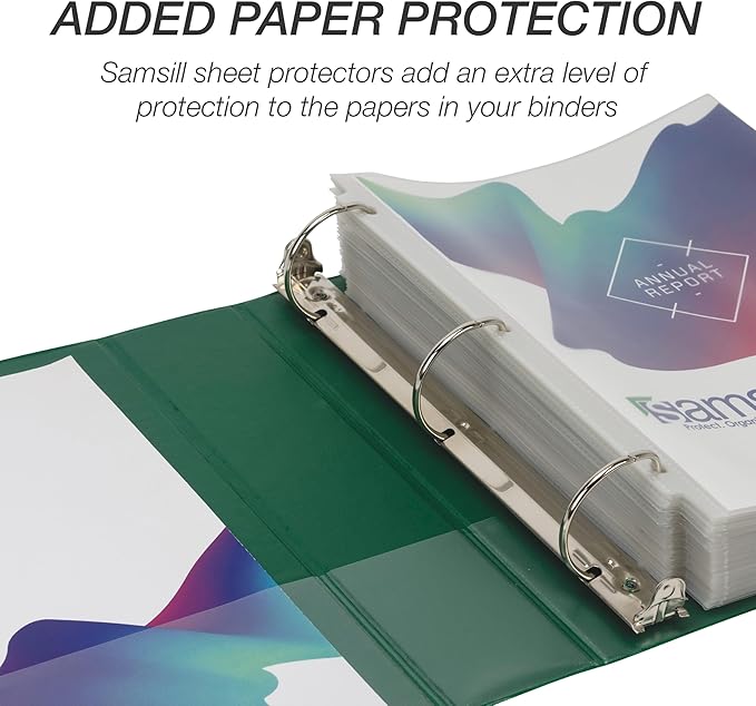 Samsill Durable 2 inch 3 Ring Binder, Made in USA, D Ring Binder, FSC 100% Recycled Chipboard, Green, 12 Pack