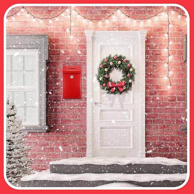 Metal Donation Cash Box Collection Safe Suggestion Box with Lock Wall Mounted Mailbox Delivery Ballot Container for Home Office Outdoor Door(Red)