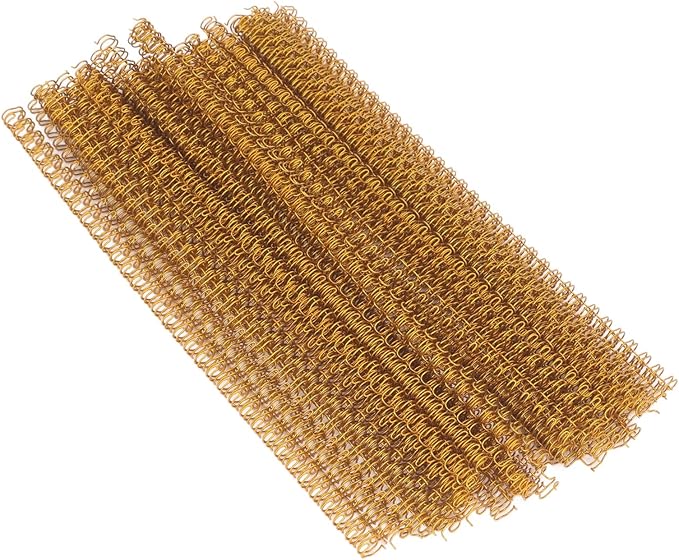 100 Pack Double Loop Wire Binding Spines, YolieraArt 1/4 Inch Spiral Binding Coils for Letter Size,Metal Bindings for Notebook Binder Machine (20 Sheet Capacity, 100P, 3:1 Pitch Twin Combs, Gold)