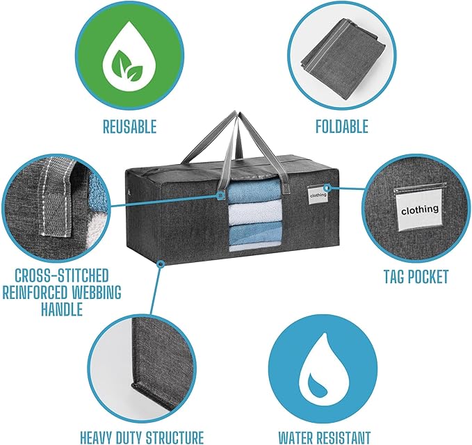 VENO 2 Pack Moving Bags Extra Large Storage Bags for College Move-In, Heavy-Duty Storage Totes, Packing Boxes, and Wardrobe Moving Supplies - Durable Laundry Bags for Clothes (Gray w/Window, 2 Pack)