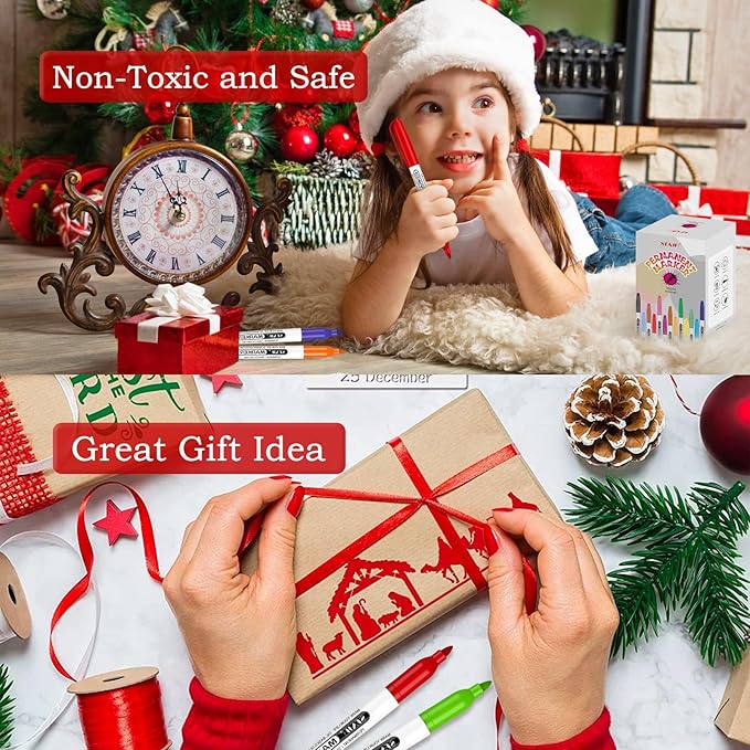 SFAIH 36 Colors Permanent Markers - Assorted Vibrant Colors, Quick Drying, Fade Resistant, Alcohol-Based Fine Point Permanent Markers for Paper, Plastic, Wood, Coloring, Drawing Doodling, Waterproof