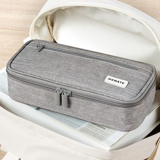 WEMATE Pencil Case, Large Storage Organizer for Stationery, Back - to - School Essential, Teacher Must - have, Big Pencil Pouch, Marker Case School Supplies for College & High School