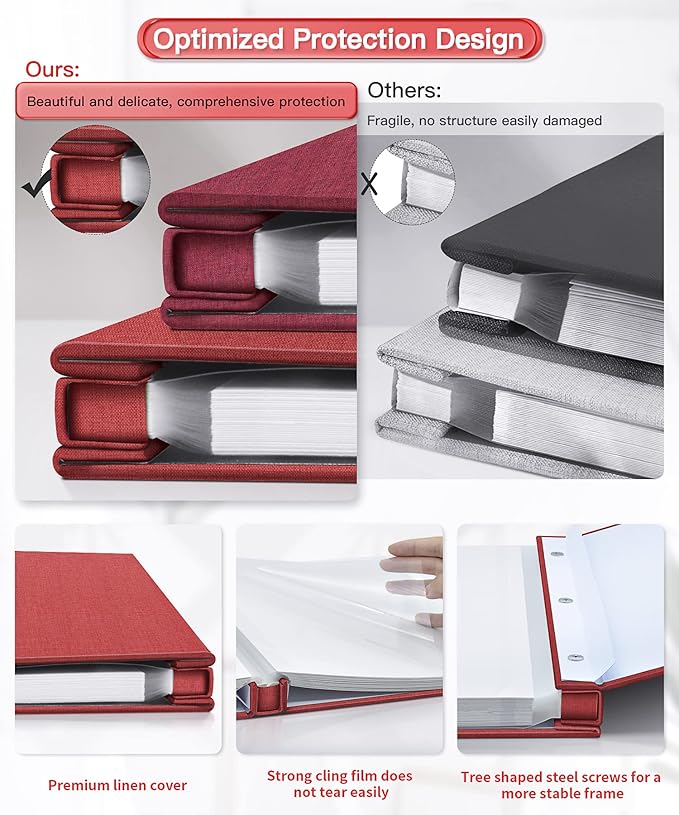 Popotop Photo Album Self Adhesive Scrapbook Album for 4x6 5x7 8x10 Pictures DIY Photo Book as Scrapbooking Supplies Kits, Birthday Gifts for Women Mom Wedding Baby Family Travel