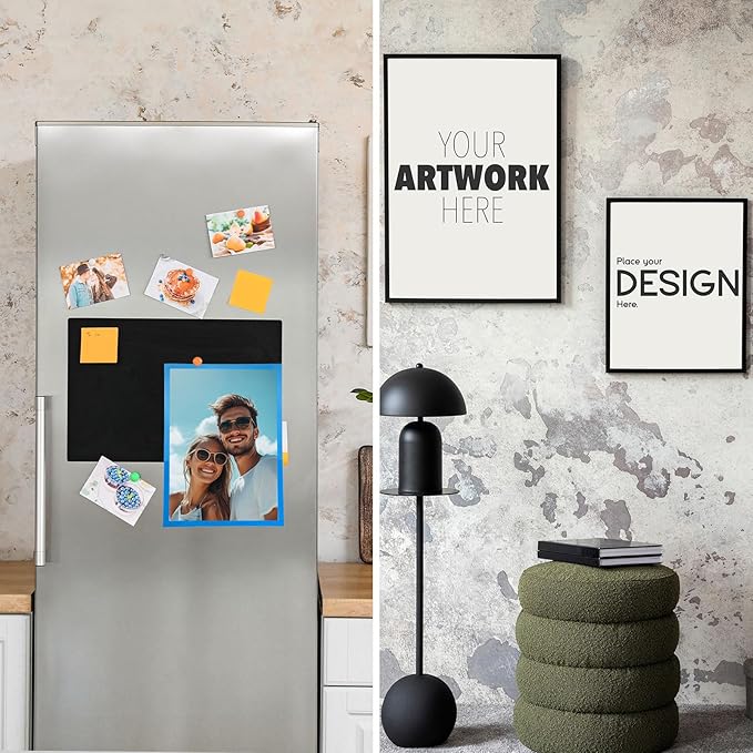 uxcell 2 Pcs Magnetic Sign Holder, 11.7" x 16.5" Self-Adhesive Magnetic Wall Signs Holder Magnetic Picture Frame Document Holder for Home Office Wall Window Displays, Sky Blue