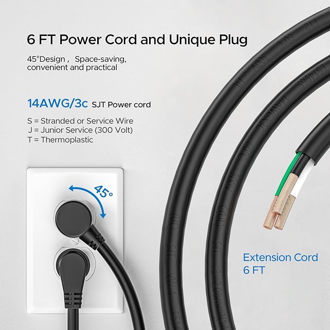 CRST 2 Pack 8 Outlet Metal Heavy Duty Power Strip with Switch, 2100J Surge Protector, Mountable Wide Spaced Workshop Garage Power Strip, 6 FT 14AWG, 15A/1875W