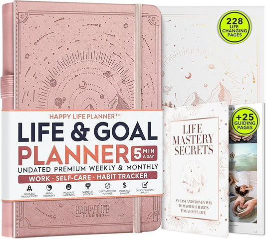 Life Planner - A 12 Month Journey to Crush Your Goals, Increase Productivity, Passion, Success & Happiness - Weekly & Monthly Life Planner, Habit-Tracker, Gratitude Journal & Organizer, A5