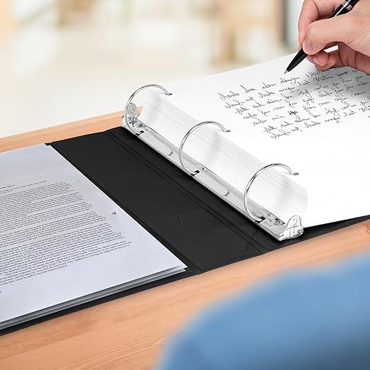 Samsill 0.5 Inch 3 Ring Binders, Made in USA, Economy Round Ring, Clear View Cover, 100 Sheet Capacity - for School, Home, Office - Black, 4 Pack