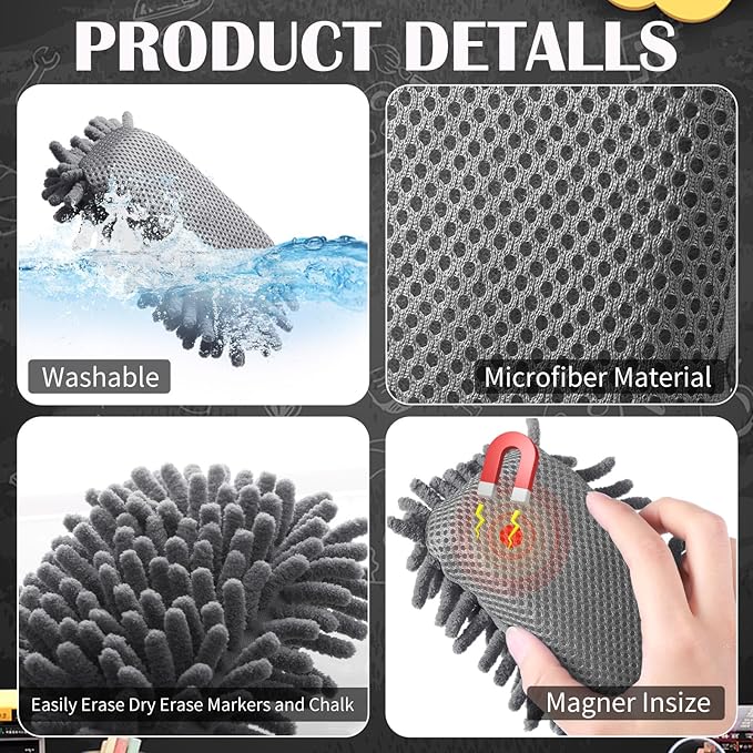 Sherr 36 Pcs Microfiber Shag Magnetic Erasers Bulk Washable Dry Erase Whiteboard Erasers for Whiteboard, Chalkboard, and Memo Boards Marker, Chalk Mark, Home School Classroom Office(Gray Color)