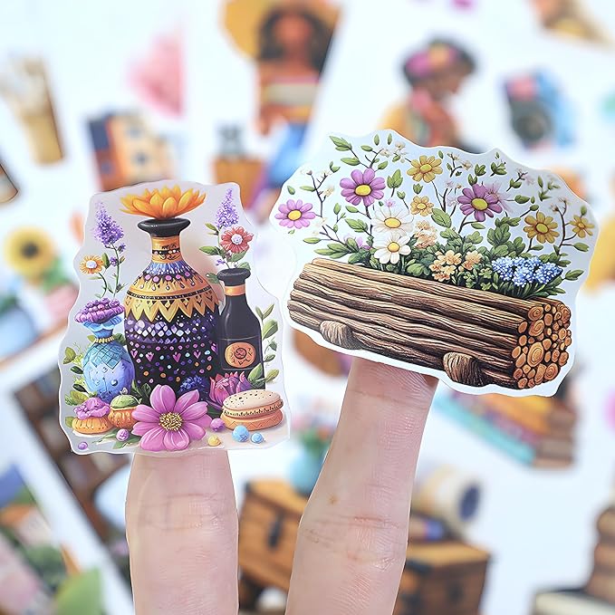 Snycler Healing time Theme Sticker Scrapbooking Supplies for Junk Journal, 20 Sheets PET Stickers - Vintage Journaling Stickers, Ephemera Sticker Book Pre Cut, Planner, Junk Journal Supplies