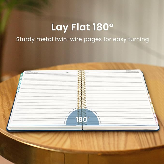 Hardcover Spiral Journal Notebooks for Work With Removable Dividers & Tabs, 8.5"x11" 5 Subject Notebook for Note Taking & Organizer, A4 College Ruled Lined Journal for Women & Writing, Navy Blue, 280 Pages