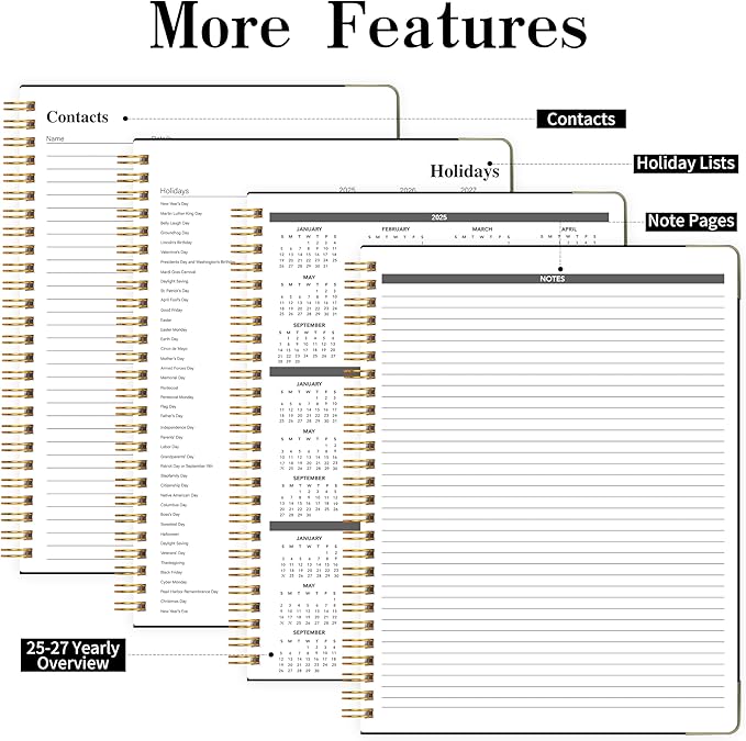 Appointment Planner 2025-2026 - Daily Hourly Schedule Planner from 7am - 10 pm, Weekly & Monthly Hourly Appointment Calendar from July 2025 - June 2026, 9" x 11"- Black