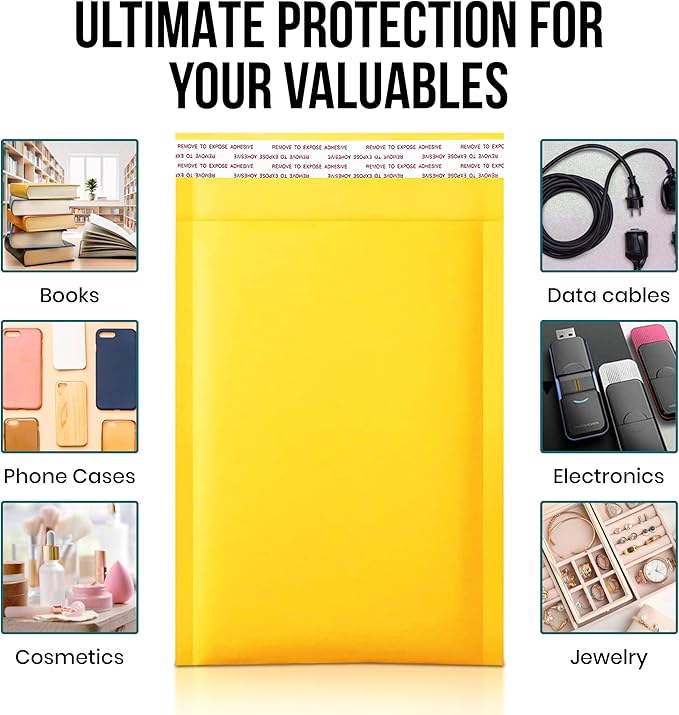 Levex - #0 6" x 10" [100 Pack) Kraft Bubble Mailers, Padded Envelope Mailers, Packing Envelope & Mailing Bags for Shipping