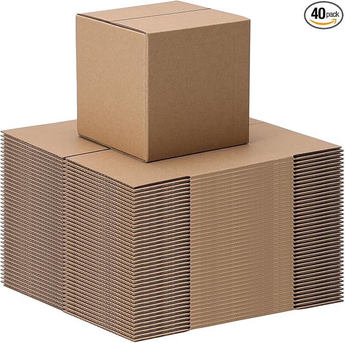 4x4x4 Shipping Boxes Set of 40, Brown Kraft Corrugated Cardboard Small Boxes Mailers for Packaging(10.2x10.2x10.2 cm)