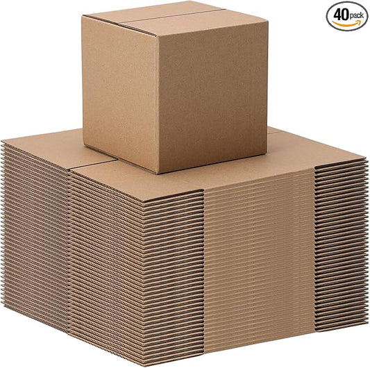 4x4x4 Shipping Boxes Set of 40, Brown Kraft Corrugated Cardboard Small Boxes Mailers for Packaging(10.2x10.2x10.2 cm)
