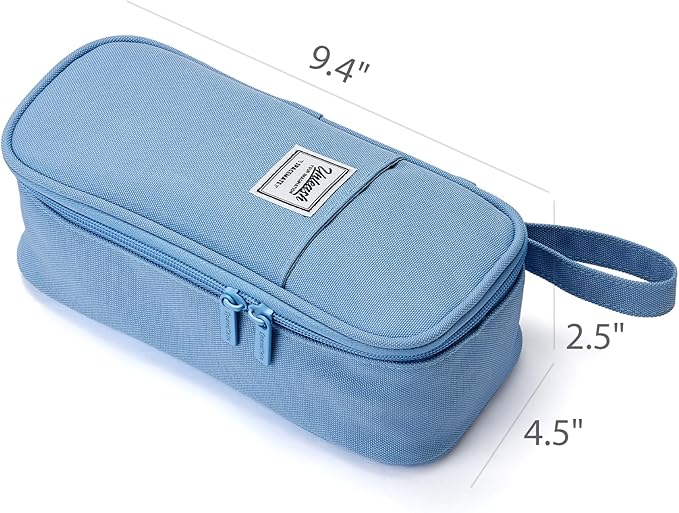 Pencil Case Pouch Box Bag School Supplies Girls Boys Kids, Cute Preppy Stuff Large Big Capacity Aesthetic Pen Organizer, Back to College Stationary, Cornflower Blue, Classic Stlye, 1800ml
