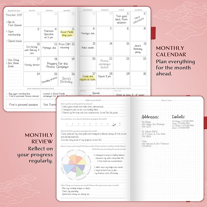 Legend Planner PRO – Deluxe Weekly & Monthly Life Planner to Increase Productivity and Hit Your Goals. Time Management Organizer Notebook – Undated – 7 x 10" Hardcover + Stickers – Red
