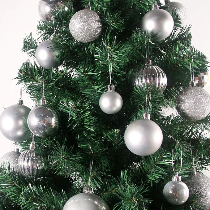 Silver 3.2" Large Christmas Balls - Christmas Tree Decoration Ornaments Shatterproof Hanging Balls for Birthday Halloween Holiday Wedding Decorations Set of 10pcs