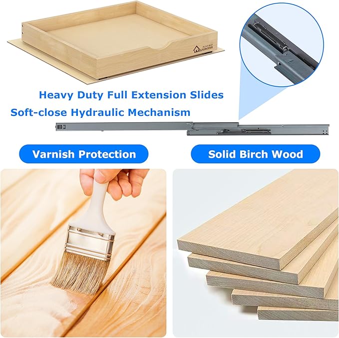 WelFurGeer Soft Close Pull Out Drawers for Cabinets, 8" W x 22" D Pull Out Cabinet Drawer with Heavy Duty Slides, Pull Out Cabinet Organizer, Cabinets Roll Out Drawers, Pull-Out Home Organizers