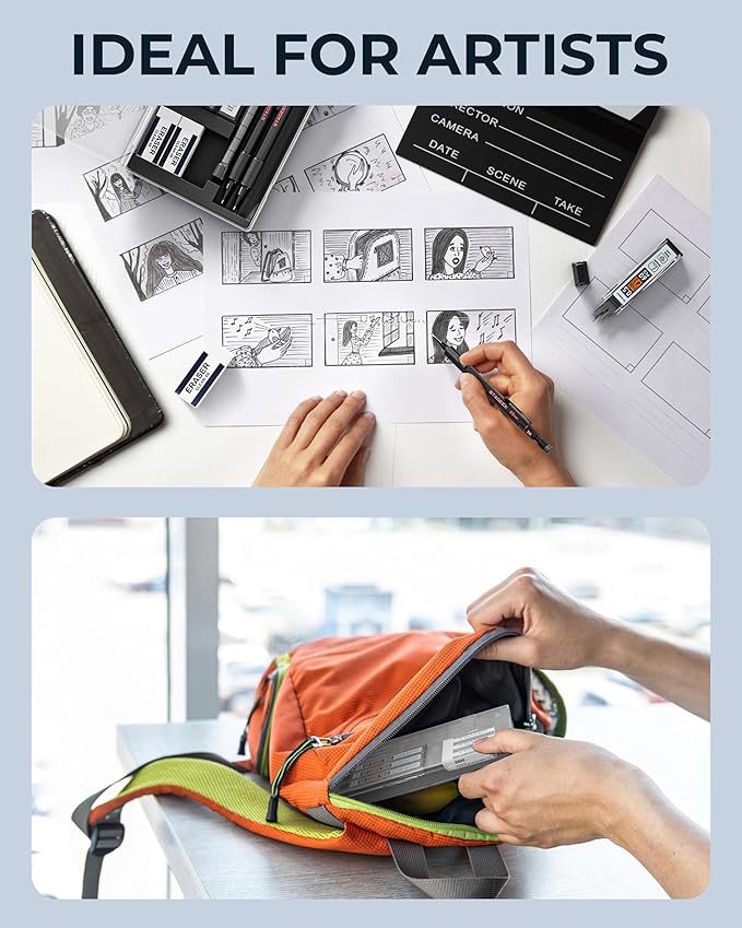 0.5mm Mechanical Pencil Set, 3PCS Metal Mechanical Pencils 0.5mm with 6 Tubes HB & 2B Lead Refills, Erasers, Weatherproof Artist Pencils with Case for Outdoor Writing Drafting Drawing