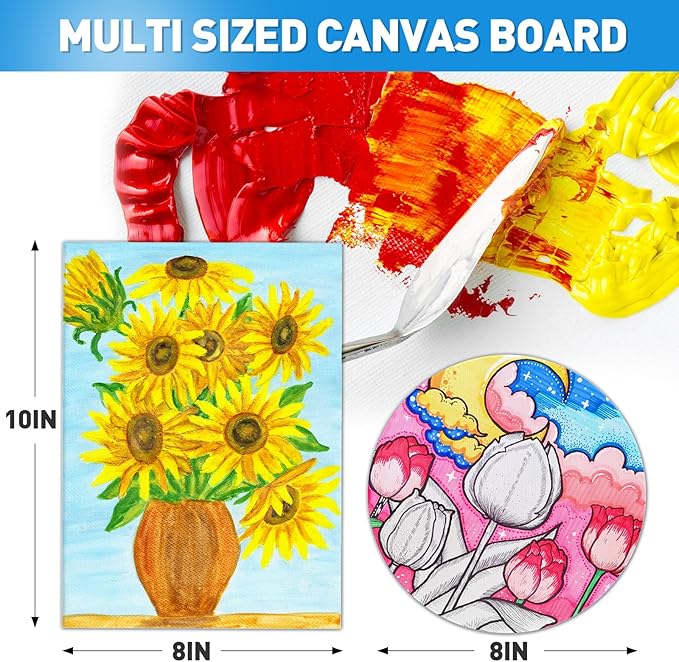 ESRICH 78Pack Acrylic Paint Set, Painting Kits for Adults, Paints Kit With3 Pack of 12 Colors Paint 3 Sets of Wooden Easels, Canvas, Brushes, Palette,Art Paint Supplies Kit for Adults Kids Beginner