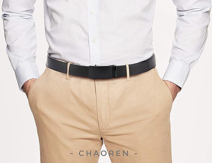 CHAOREN Mens Belt Leather Ratchet Belt - Customizable Fit, Effortless Style (35mm)
