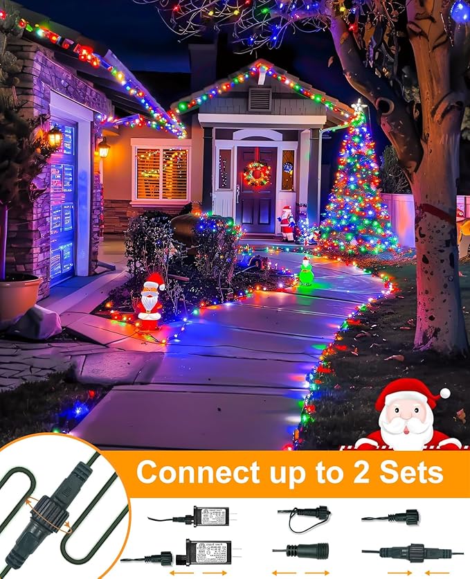 157FT 480 LED Christmas Lights Outdoor, LED Plug in Christmas Tree Lights Waterproof, 8 Modes Fairy String Light for Indoor Bedroom Garden Xmas Holiday Decorations, Multicolor
